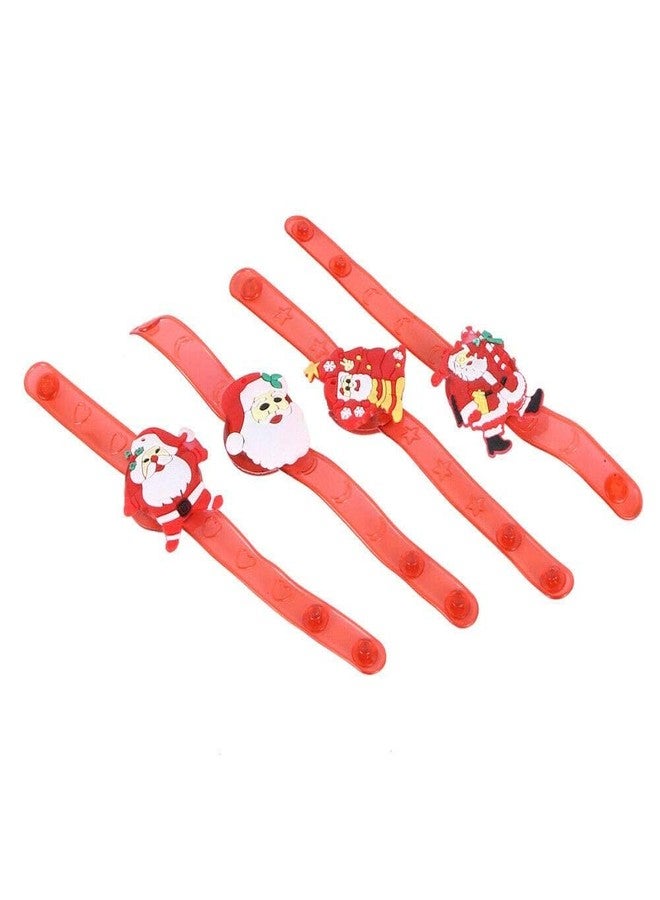 Partunay 4 Pcs Kids Led Christmas Bracelets Wristband Christmas Snap Bracelet Party Favors Santa Claus Snowman Reindeer Bear Christmas Decorations for Girls and Boys Christmas Gift For Kids - Image 2